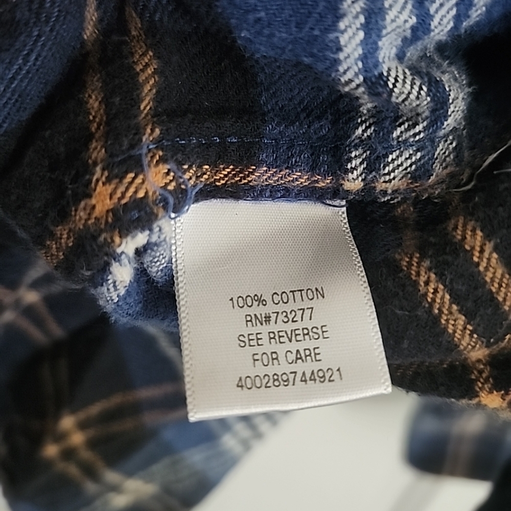 Coft And Barrow Men's Plaid Flannel 100% Cotton Blue Yellow Size Large - Picture 4 of 4